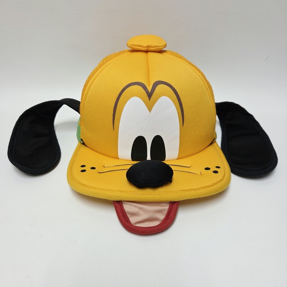 Disney Parks Pluto Mesh Hat Ears Adult Trucker Cap Adjustable Yellow Foam